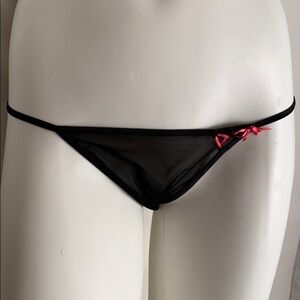 DKNY sheer stretch nylon black string panty S